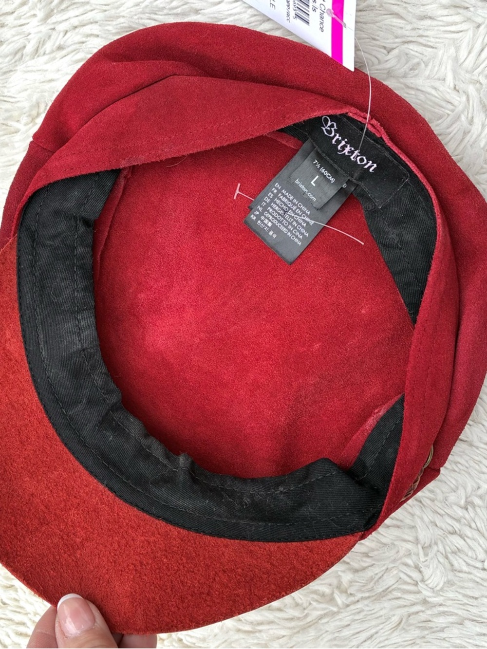 Brixton NWOT Ashland Red Faux Suede Cap Sz Large - Picture 7 of 9